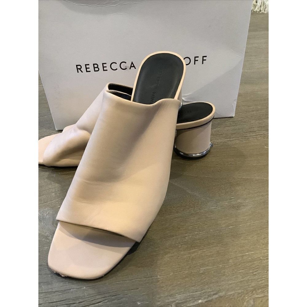 rebecca minkoff Aceline Rosewood Leather stacked heeled sandal Sz 9.5